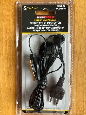 4/$20 Vintage Cobra Model MA-EBM Earbud & Compact Microphone with PPT. Ear Bud